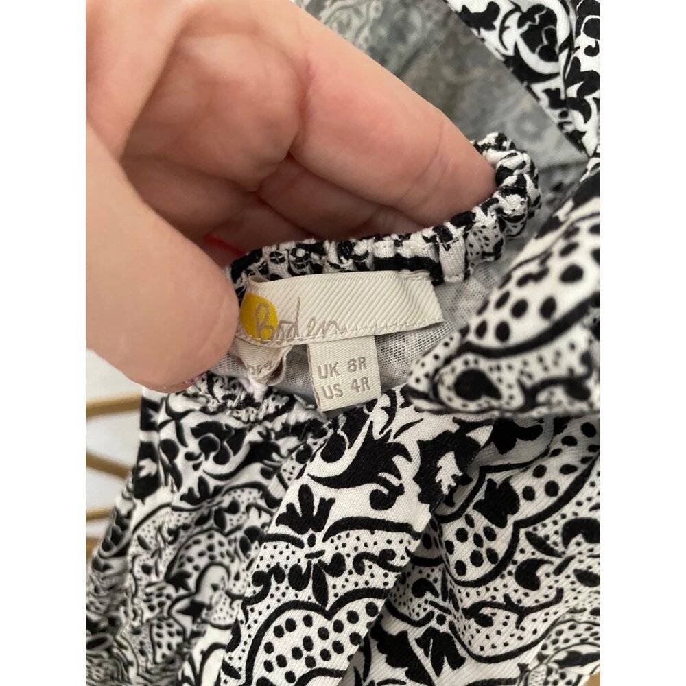 Boden Size 4 NEW Black & White Geo Print Deep V-Neck Tie Back Jersey Maxi Dress - Picture 4 of 16